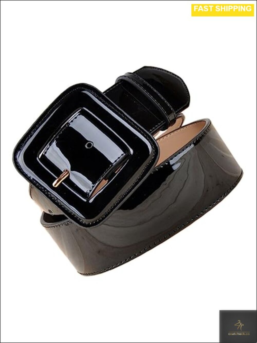 Wide Patent Leather Belt Women Square Buckle Adjustable Waist